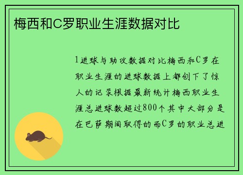 梅西和C罗职业生涯数据对比